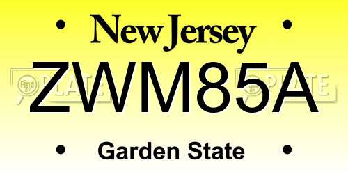 ZWM85A New Jersey License Plate