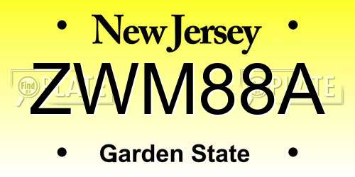 ZWM88A New Jersey License Plate