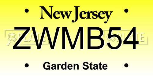 ZWMB54 New Jersey License Plate