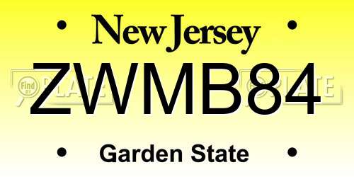 ZWMB84 New Jersey License Plate