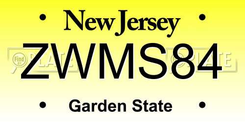 ZWMS84 New Jersey License Plate