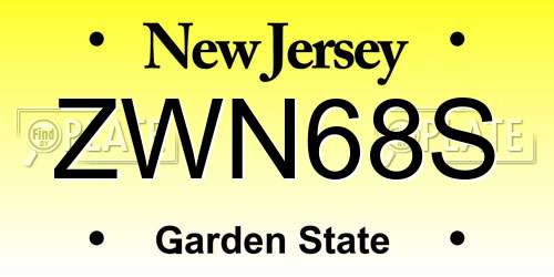 ZWN68S New Jersey License Plate