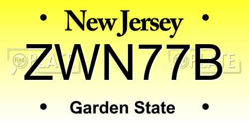 ZWN77B New Jersey License Plate