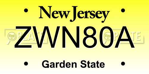 ZWN80A New Jersey License Plate