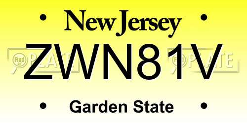 ZWN81V New Jersey License Plate