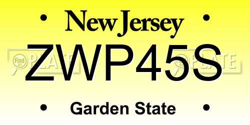 ZWP45S New Jersey License Plate