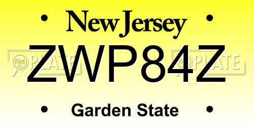 ZWP84Z New Jersey License Plate