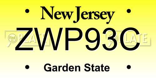 ZWP93C New Jersey License Plate