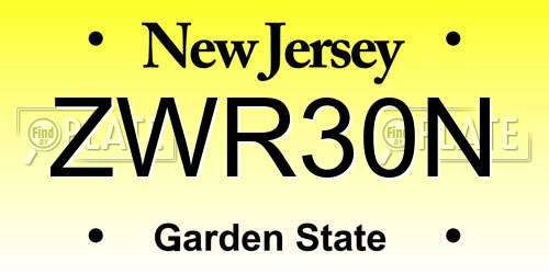 ZWR30N New Jersey License Plate