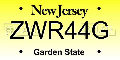 ZWR44G New Jersey License Plate