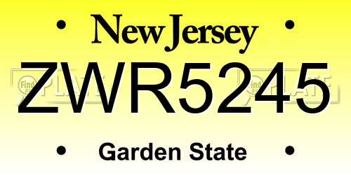 ZWR5245 New Jersey License Plate
