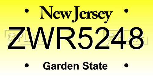 ZWR5248 New Jersey License Plate