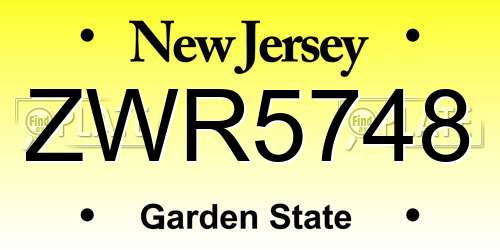 ZWR5748 New Jersey License Plate