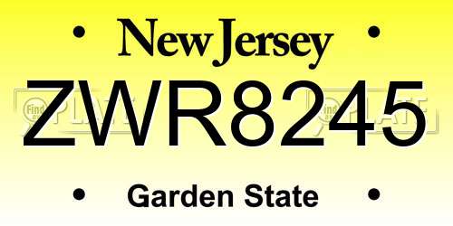 ZWR8245 New Jersey License Plate
