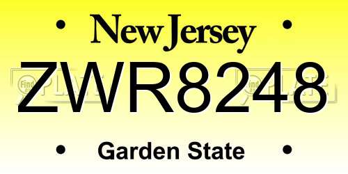 ZWR8248 New Jersey License Plate