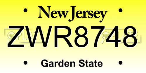 ZWR8748 New Jersey License Plate