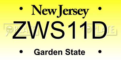 ZWS11D New Jersey License Plate