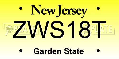 ZWS18T New Jersey License Plate