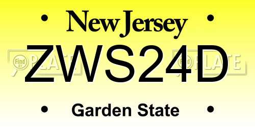 ZWS24D New Jersey License Plate