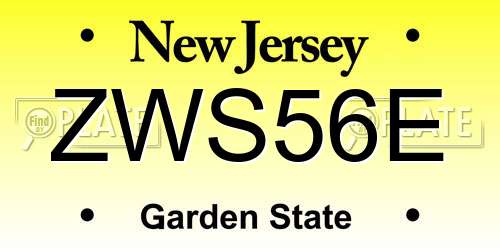 ZWS56E New Jersey License Plate