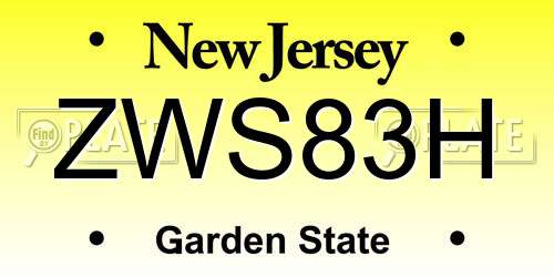 ZWS83H New Jersey License Plate