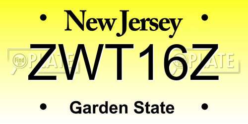 ZWT16Z New Jersey License Plate
