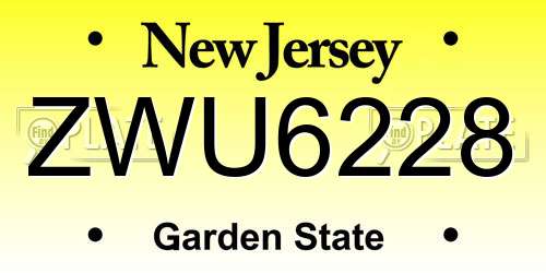 ZWU6228 New Jersey License Plate