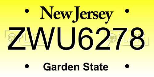 ZWU6278 New Jersey License Plate