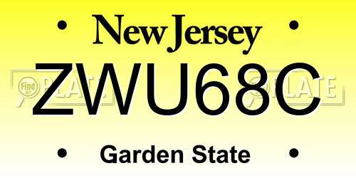 ZWU68C New Jersey License Plate