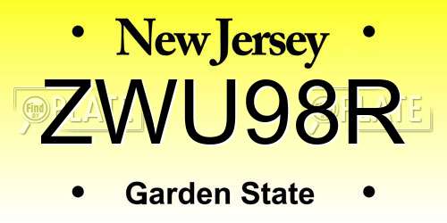 ZWU98R New Jersey License Plate