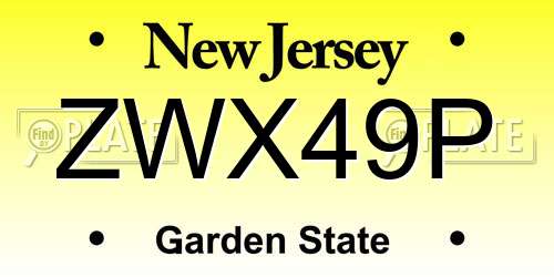 ZWX49P New Jersey License Plate