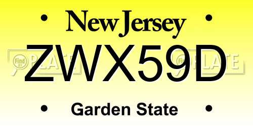 ZWX59D New Jersey License Plate
