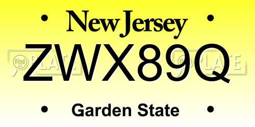 ZWX89Q New Jersey License Plate