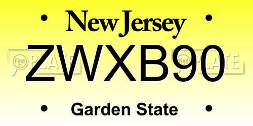 ZWXB90 New Jersey License Plate