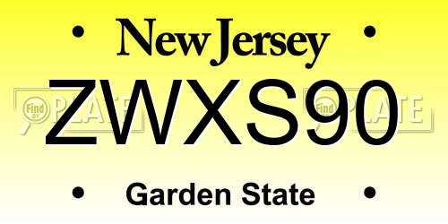 ZWXS90 New Jersey License Plate