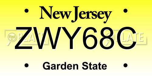 ZWY68C New Jersey License Plate