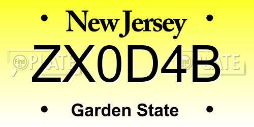 ZX0D4B New Jersey License Plate