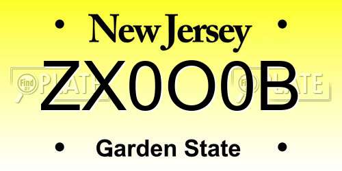ZX0O0B New Jersey License Plate