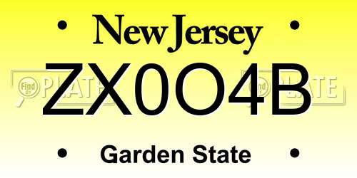 ZX0O4B New Jersey License Plate