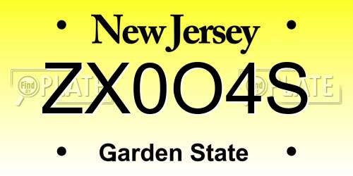 ZX0O4S New Jersey License Plate