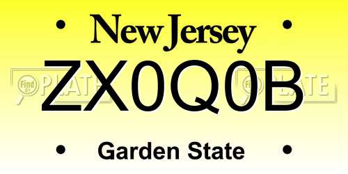 ZX0Q0B New Jersey License Plate