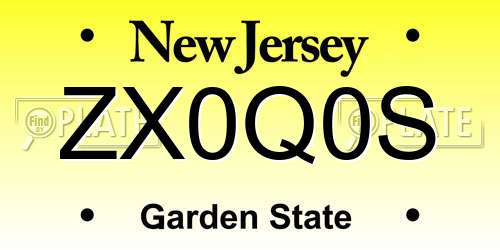 ZX0Q0S New Jersey License Plate