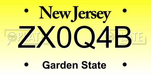 ZX0Q4B New Jersey License Plate