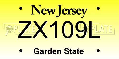 ZX109L New Jersey License Plate