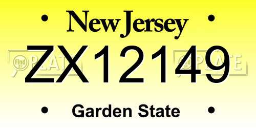ZX12149 New Jersey License Plate