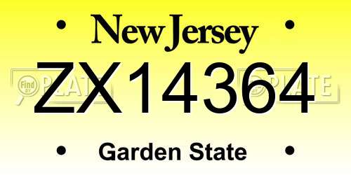 ZX14364 New Jersey License Plate