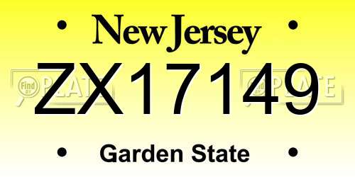 ZX17149 New Jersey License Plate