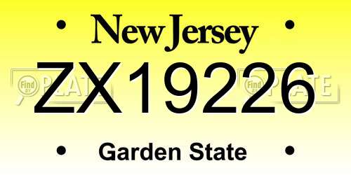 ZX19226 New Jersey License Plate