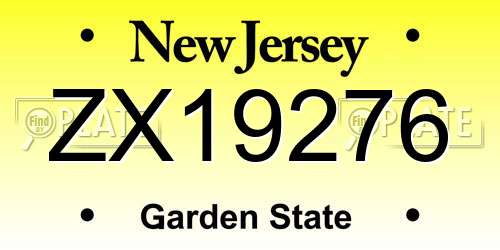ZX19276 New Jersey License Plate