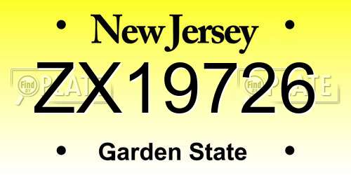 ZX19726 New Jersey License Plate